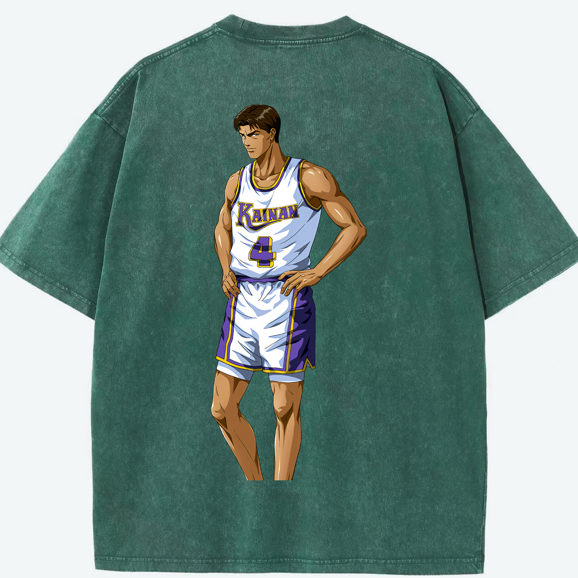 SLAM DUNK／スラムダンク 綿100% ヴィンテージ風 半袖Tシャツ（背面プリント）